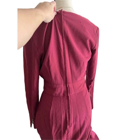Long - sleeved maroon dress from H&M, size ten, vintage, V neck, decent conditio - Picture 3 of 4